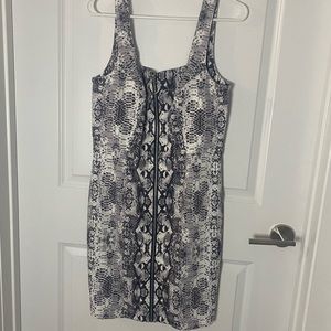 Faux snakeskin zipper dress